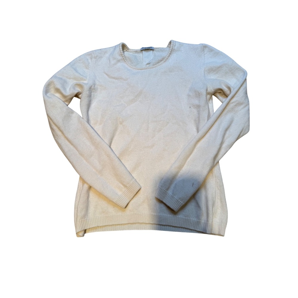 Gran Sasso Italy Womens Cream Fine Knit Crew Neck Sweater Size 44 women's‎ med